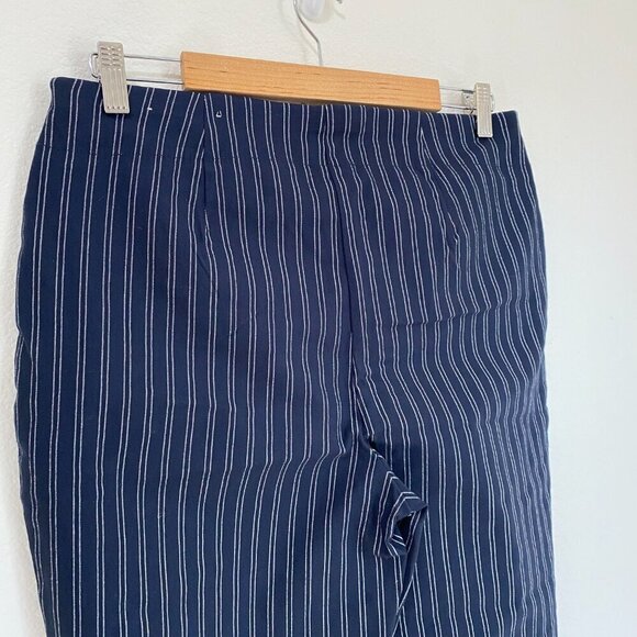 Chico's Blue White Striped Pants Stretch Skinny Ankle Pant Button Leg - Picture 4 of 8